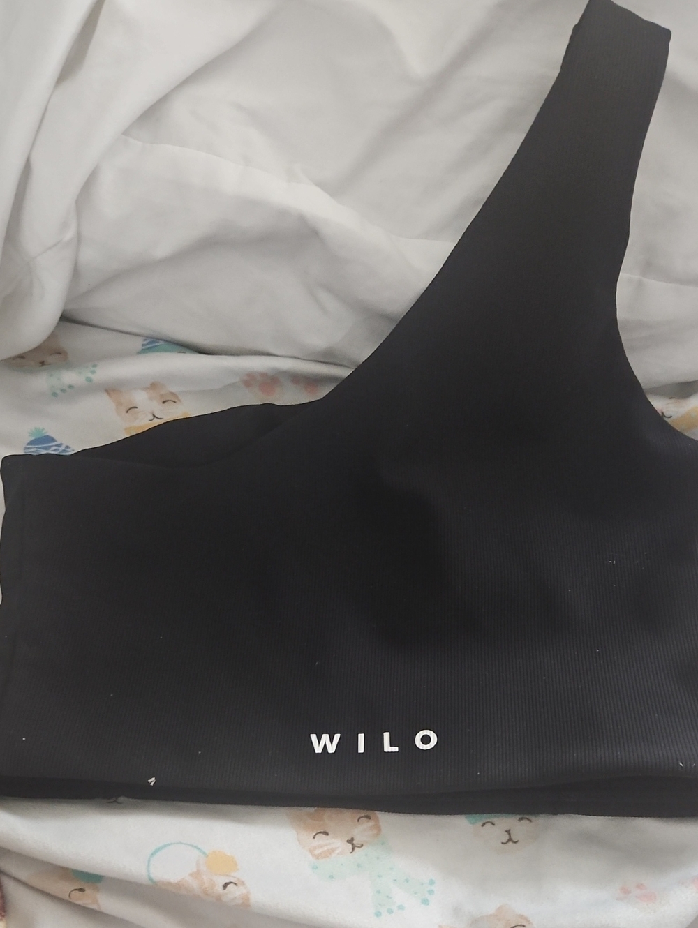 WILO Black One-Shoulder Sports Bra Like New Padded